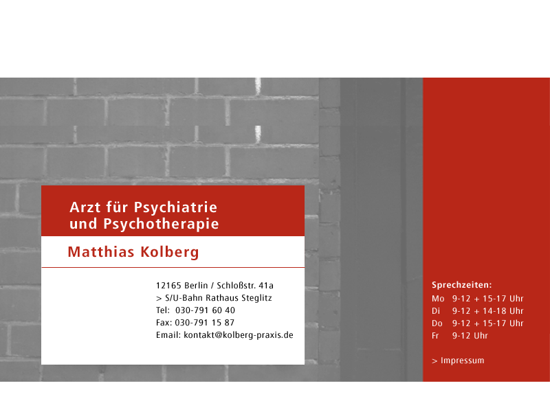 Matthias Kolberg - Arzt f�r Psychiatrie und Psychotherapie Berlin Steglitz